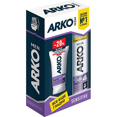 Подарунковий набір Arko Men Sensitive 1747 піна та крем