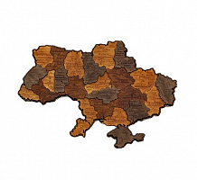 Панно декоративное Карта Украины 3D с подсветкой (220В) 38,5x55 см коричневый 