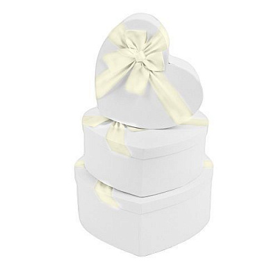 Коробка подарочная Сердце белое с бантиком 3365-3 30.8x28x11.7 см