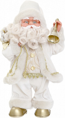 Декоративна фігура Дід Мороз із дзвіночком білий 36 см