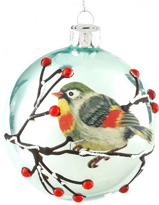 Куля скляна Синиця d80 бірюзовий