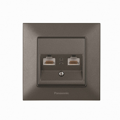 Розетка TV+RJ45 подвійна Panasonic Arkedia Slim RJ45 CAT5e димчастий 480200254