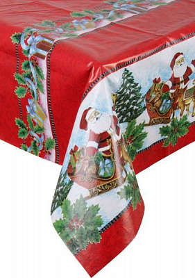 Скатертина Новорічна Стандарт 140x200 см червоний із малюнком