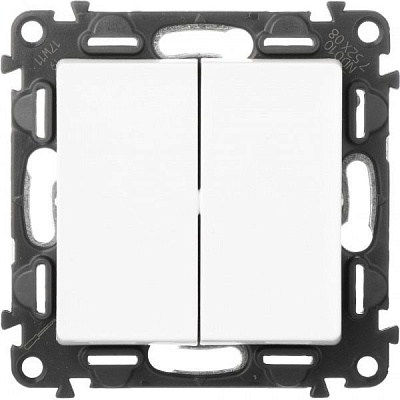 Вимикач прохідний двоклавішний Legrand Life без підсвітки 10 А 250В білий 752408