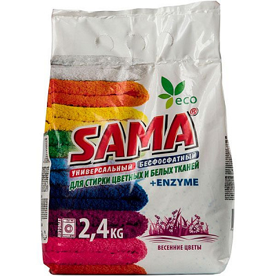 Стиральный порошок для машинной стирки SAMA Весенние цветы 2,4 кг