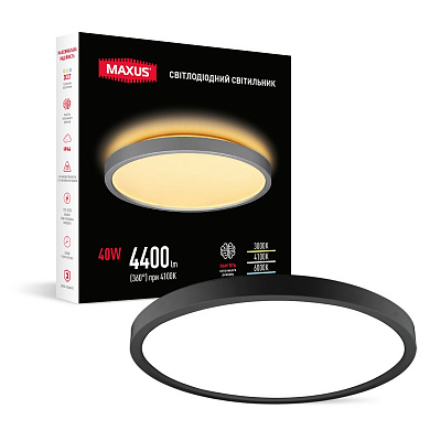 Светильник светодиодный Maxus 40 Вт черный 3000/4100/6000 К 1-MSP-40W-SLIM-BL
