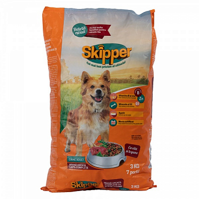 Корм сухий для дорослих собак для усіх порід Skipper з яловичиною та овочами 3 кг