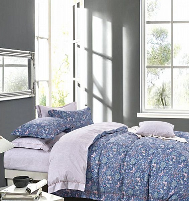 Комплект постельного белья Sapphire Beauty семейный синий с рисунком La Nuit 