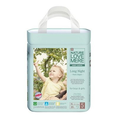 Подгузники-трусики Nature Love Mere Long Night 10-14 кг ХL 20 шт.