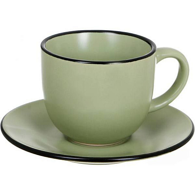 Чашка с блюдцем Happy Go Matte зеленая 240 мл