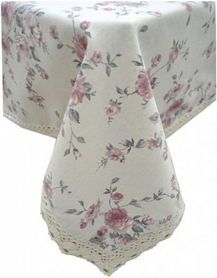 Скатерть Bella Розы с кружевом 134x180 см Прованс 