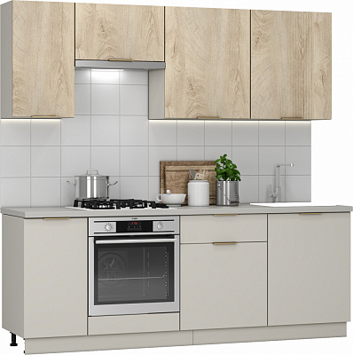 Кухня Грейд Лексі без стільниці МДФ 2,2мкашемір/спил дерева ячмінний/кашемір