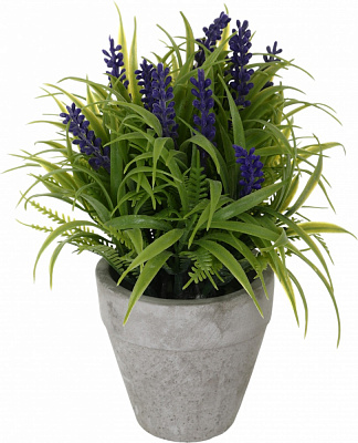 Цветок искусственный Лаванда в бетонном горшке 18,5 см.