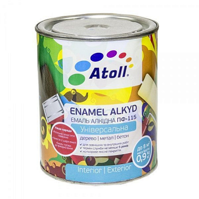 Емаль Atoll алкідна ПФ-115 світло-блакитний глянець 0,9кг