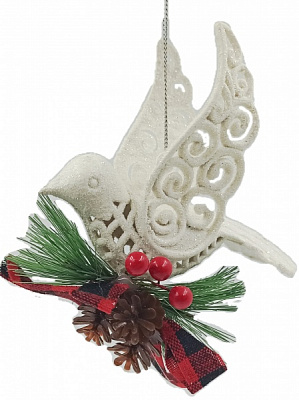 Елочная игрушка Птица E09043W 11 см 