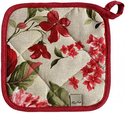 Прихватка РОУЗ Квіти великі 20x20 см червоний із білим La Nuit