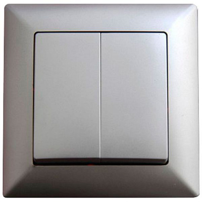 Выключатель двухклавишный Gunsan Visage без подсветки 16 А 250В IP20 серебряный VS 28 15 103