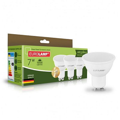 Лампа светодиодная Eurolamp 3 шт./уп. 7 Вт MR16 матовая GU10 220 В 3000 К MLP-LED-SMD-07103(3) 