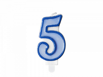 Свічка для торта Partydeco цифра 5 блакитна 7 см (SCU1-5-001)