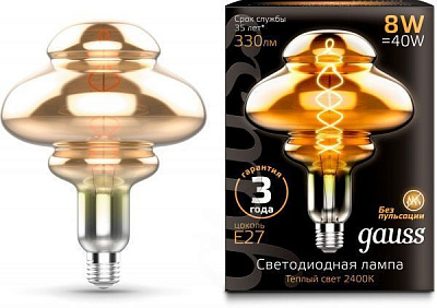 Лампа світлодіодна Gauss FIL Vintage Gray BD160 8 Вт E27 2400 К 220 В прозора 162802008