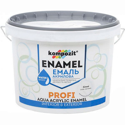 Эмаль Kompozit акриловая Profi белый шелковистый мат 2,7л