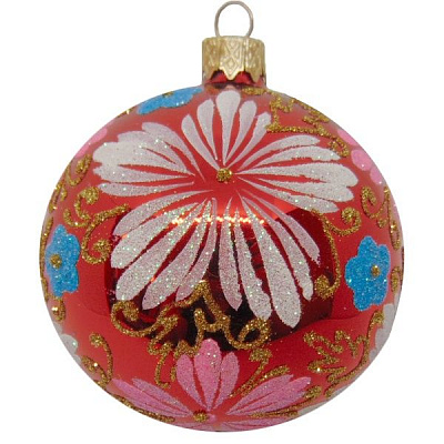 Шар новогодний d80 цветок яркий 