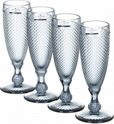 Набор бокалов для шампанского Bicos Cinza серый 190 мл 4 шт. 49000093 Vista Alegre