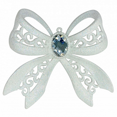 Елочная игрушка Бант 12x13 см белый