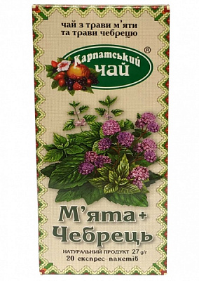 Чай травяной Карпатський чай пакетированный Мята + Тимьян 20 шт. 35 г 