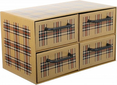 Комод картонный Miss Space Клітинка 4 відділення бежевий