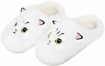 Тапочки для девочек HW Котик р.34-35 белый NULL