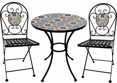 Комплект металлической мебели Indigo Парма черный/с узором