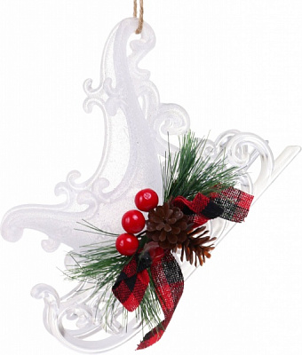 Декоративная подвеска Санки с декором 13x10 см E2633W белый