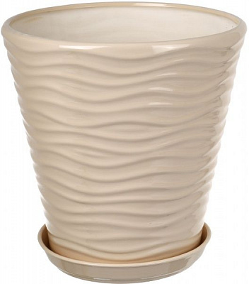 Горщик Оріана-Запоріжкераміка Нова хвиля №2 глянець фігурний 9л бежевий (066-2-002)