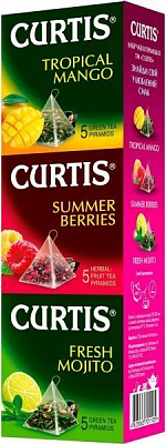 Набор чая Curtis Tropical Mango (черный) + Summer Berries (фруктовый) +Fresh Mojito (зелёный) 26 г 