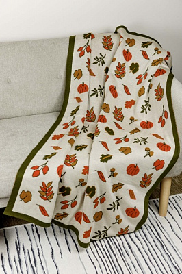 Плед Happy Fall 130x170 см бежевый с рисунком Прованс 