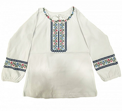 Вышиванка для девочек JOIKS р.140 белый WU-02 