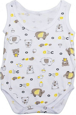 Боди Domtex Слонята р.92 белый с принтом 155731 