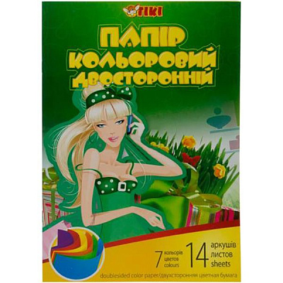 Папір кольоровий А4 двосторонній 7 кольорів Тікі