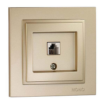 Розетка телефонна із заземленням Mono Despina без шторок без кришки бронзовий 102-232305-124