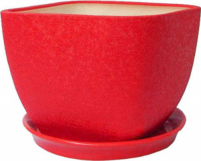 Горщик керамічний Оріана-Запоріжкераміка Ноктюрн №3 шовк квадратний 1,8л червоний