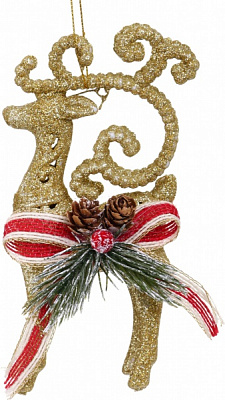 Декоративна підвіска Олень з декором 16 см HFF2021G золотий