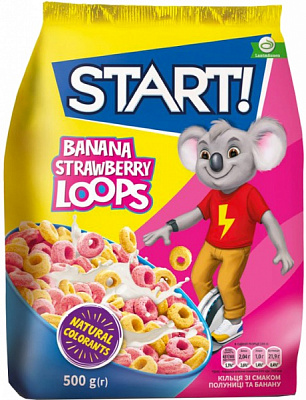 Завтраки готовые START Клубничные и банановые кольца 500 г 500 г 