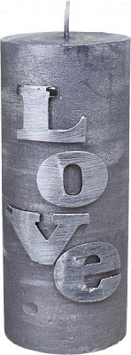 Свеча декоративная Love, d=6,5 см, h=15 см, серая Pako-If