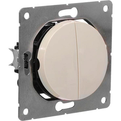 Переключатель проходной двухклавишный HausMark Bela без подсветки 10 А 220В кремовый SNG-SWP.RD20MG2W2-CR