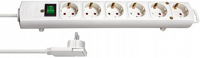 Удлинитель бытовой Brennenstuhl с плоской вилкой Comfort-Line с заземлением 6 гн. белый 2 м 1153320100 