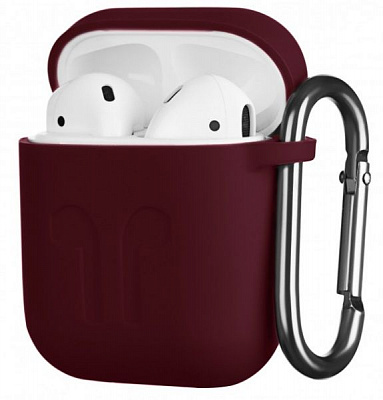 Чехол для наушников 2E для Apple AirPods Pure Color Silicone Imprint 1.5 мм Marsala red (2E-AIR-PODS-IBSI-1.5-M) 