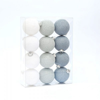 Игрушка на елку Котоновые шарики 12 шт. Soft white grey d80 мм 8 см 12 шт./уп. 