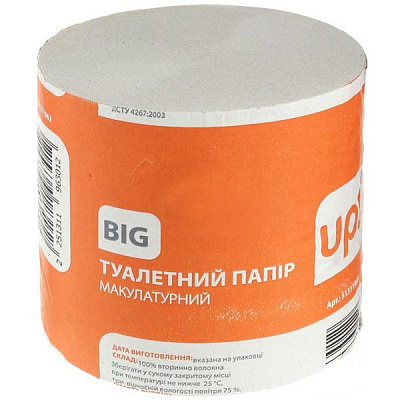 Туалетная бумага макулатурный UP! (Underprice) Big одношаровий 1 шт.