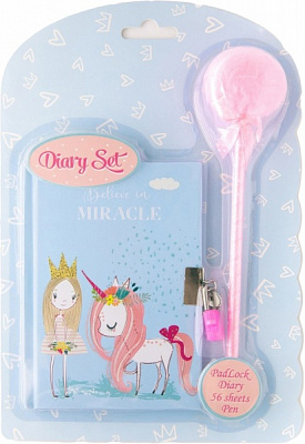 Блокнот на замочке + ручка-пушок Чудо BP64-212033 Malevaro